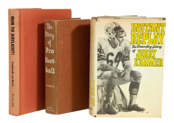 1963 FIRST EDITION COPY OF RUN TO DAYLIGHT SIGNED BY VINCE LOMBARDI PLUS ANOTHER PAIR OF SIGNED FOOTBALL BOOKS