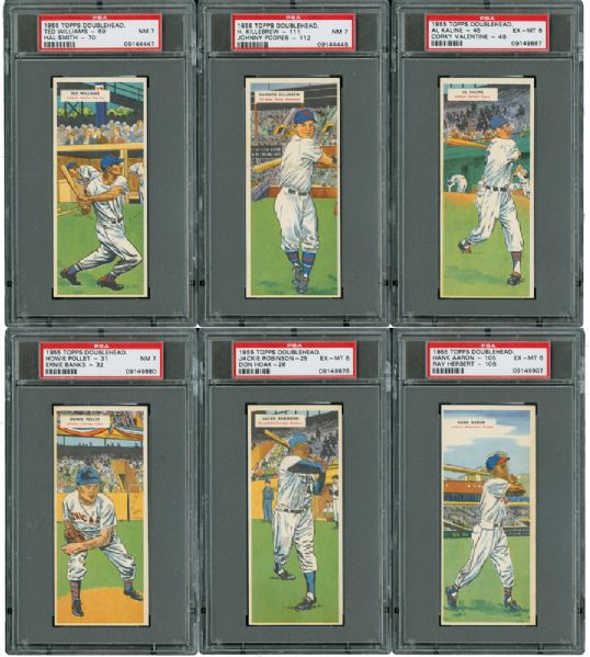 1955 TOPPS DOUBLE HEADERS PSA GRADED COMPLETE SET OF 66 (#8 ON THE PSA SET REGISTRY - 6.349 GPA)