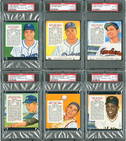 1955 RED MAN TOBACCO (NO TABS) PSA GRADED COMPLETE SET OF 50