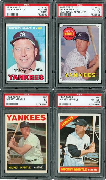 1960 THROUGH 1969 TOPPS PSA GRADED MICKEY MANTLE LOT OF 7
