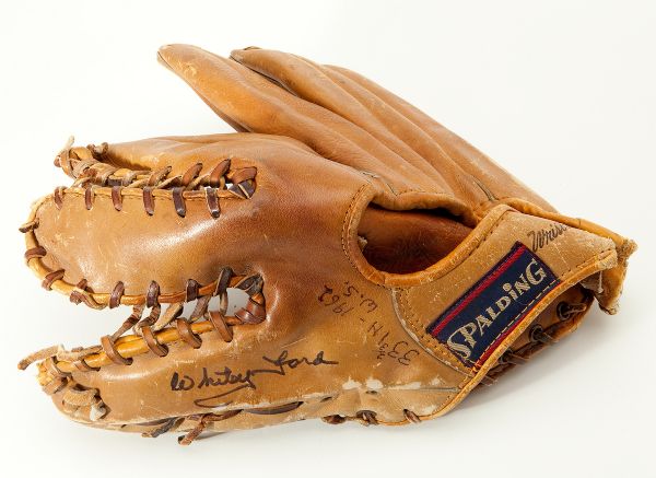 WHITEY FORD CA. 1961-62 AUTOGRAPHED GAME USED GLOVE WITH POSSIBLE WORLD SERIES ATTRIBUTION