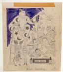 RED AUERBACHS 1964 ALL STAR GAME ORIGINAL NEWSPAPER ARTWORK BY BISSELL