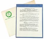 RED AUERBACHS 1981 SIGNED BOSTON CELTICS CONTRACT FOR SERVICES AS TEAM PRESIDENT AND GENERAL MANAGER