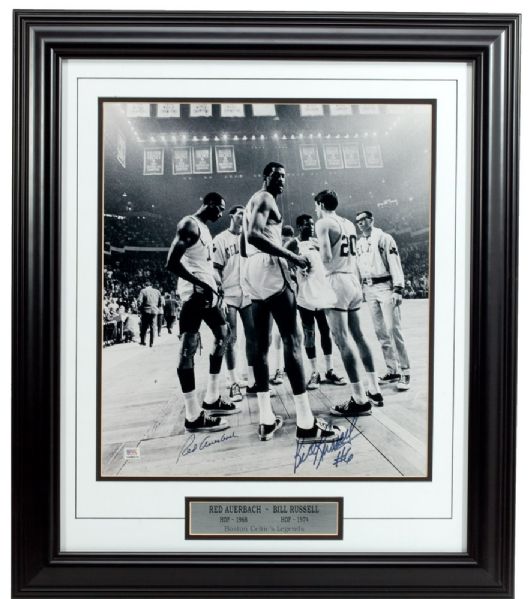 BILL RUSSELL/RED AUERBACH SIGNED 16X20 FRAMED PHOTO
