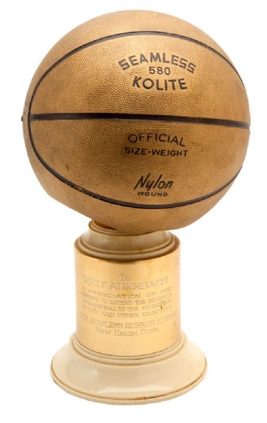 RED AUERBACHS CA. 1960 SEAMLESS RUBBER COMPANY BASKETBALL TROPHY
