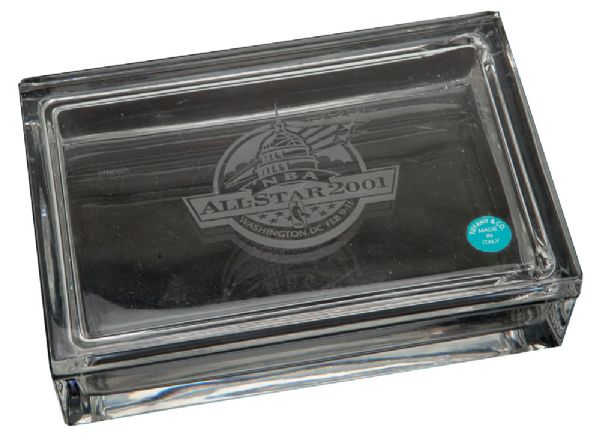 RED AUERBACHS TIFFANY & CO. ETCHED CRYSTAL BOX FROM 2001 NBA ALL-STAR GAME