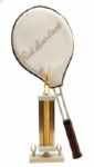 RED AUERBACHS TENNIS RACQUET AND 1972 TENNIS TROPHY FROM WOODMONT COUNTRY CLUB