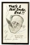 RED AUERBACHS CA. 1966 ORIGINAL NEWSPAPER ART REFERENCING HIS 1000TH WIN SIGNED BY THE CINCINNATI ROYALS INCL. OSCAR ROBERTSON