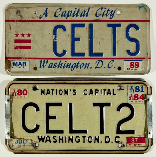 RED AUERBACHS PAIR OF WASHINGTON DC PERSONALIZED LICENSE PLATES