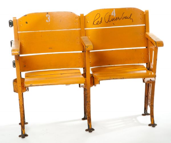 RED AUERBACHS SIGNED BOSTON GARDEN DOUBLE SEAT SECTION FROM HIS BOSTON OFFICE (PHOTOMATCH)