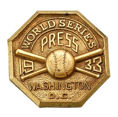 1933 WASHINGTON SENATORS WORLD SERIES PRESS PIN