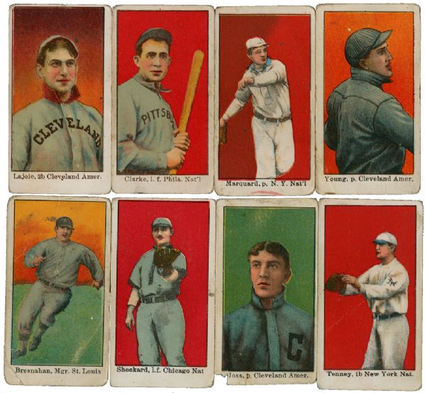 1909 E90-1 AMERICAN CARAMEL LOT OF 29 INCLUDING YOUNG, LAJOIE, CLARKE, BRESNAHAN, JOSS, JENNINGS, AND MARQUARD