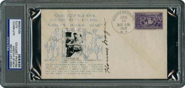 HONUS WAGNER SIGNED "100TH ANNIVERSARY OF BASEBALL" FIRST DAY COVER