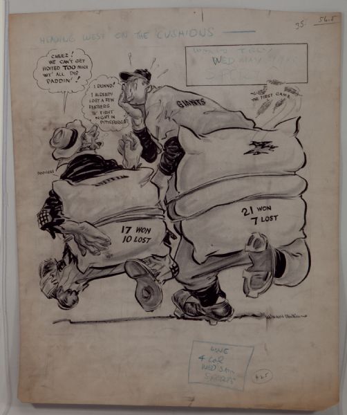 WILLARD MULLIN "HEADING WEST ON THE CUSHIONS" ORIGINAL NEWSPAPER ARTWORK