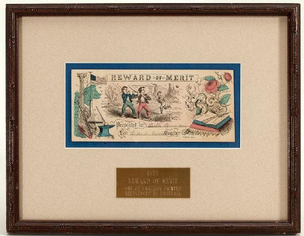 1858 REWARD OF MERIT WITH BASEBALL THEME