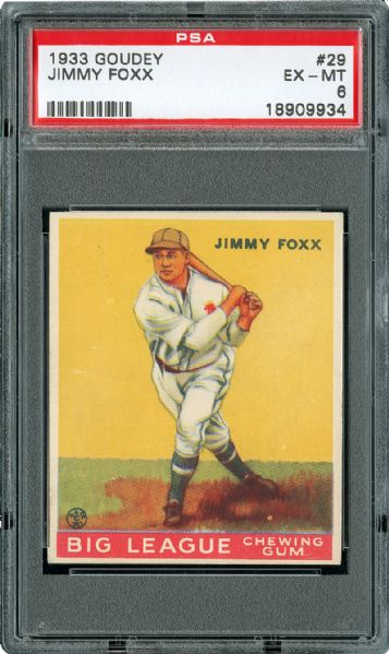 1933 GOUDEY #29 JIMMY FOXX EX-MT PSA 6