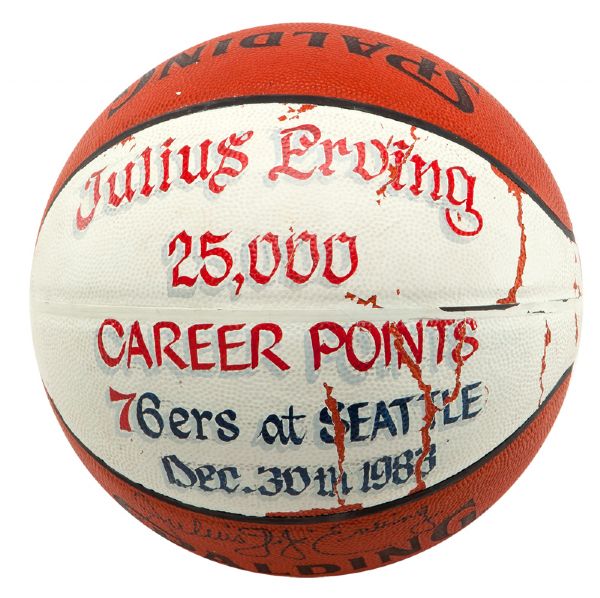 JULIUS "DR. J" ERVINGS GAME BALL USED TO SCORE HIS 25,000TH CAREER POINTS