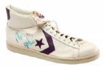 MAGIC JOHNSON EARLY 1980S GAME SNEAKER SIGNED AND PRESENTED TO JULIUS "DR. J" ERVING