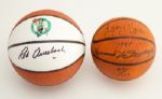 PAIR OF SIGNED MINI BASKETBALLS - RED AUERBACH AND LARRY BIRD