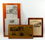 THREE WOODEN DISPLAY PLAQUES WITH CELTICS AND AUERBACH CONTENT 