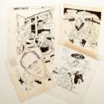 FOUR PIECES OF BOSTON CELTICS ORIGINAL ARTWORK BY BISSELL 