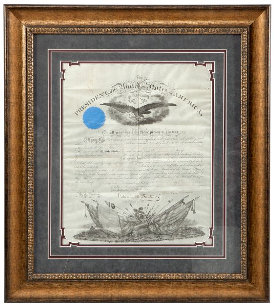 FRAMED 1861 PRESIDENT ABRAHAM LINCOLN SIGNED COMMISSION