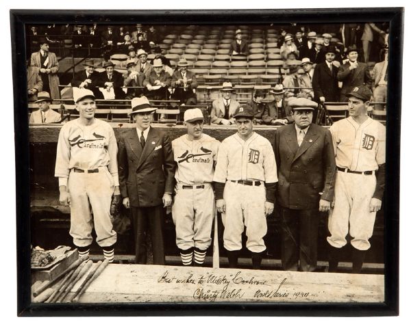 MICKEY COCHRANES PERSONAL 1934 WORLD SERIES LARGE FORMAT PHOTOGRAPH INSCRIBED BY CHRISTY WALSH