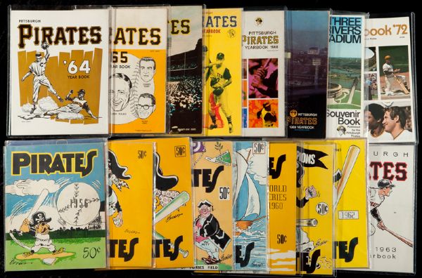 NEAR COMPLETE RUN OF (18) 1955-1972 PITTSBURGH PIRATES YEARBOOKS - THE CLEMENTE YEARS