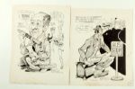 PAIR OF BOSTON CELTICS ORIGINAL NEWSPAPER ARTWORK BY BISSELL FROM MARCH 1964 