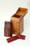 RED AUERBACHS TRAVELING CIGAR CASES AND HUMIDOR 