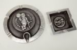 PAIR OF PEWTER BOSTON CELTICS ASHTRAYS FROM THE RED AUERBACH ESTATE 