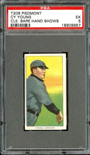 1909-11 T206 CY YOUNG (BARE HAND SHOWS) EX PSA 5