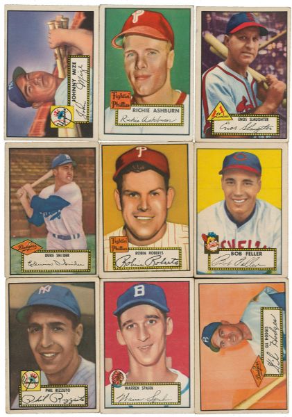 1952 TOPPS BASEBALL PARTIAL LOW NUMBER RUN (260/310) PLUS 2 HIGH NUMBERS