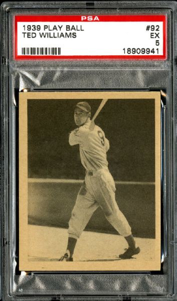 1939 PLAY BALL #92 TED WILLIAMS EX PSA 5