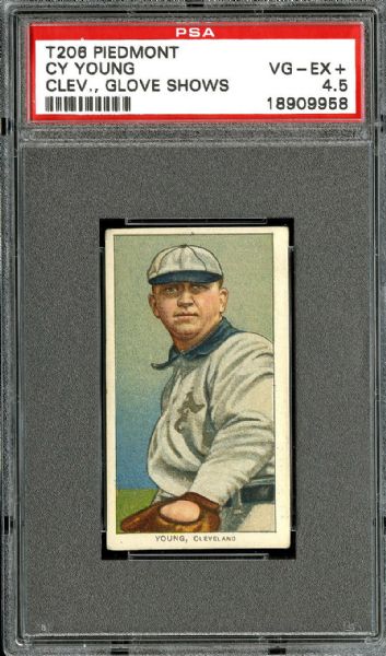 1909-11 T206 CY YOUNG (GLOVE SHOWS) VG-EX+ PSA 4.5