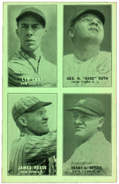 1931-32 FOUR-ON-ONE EXHIBIT BABE RUTH/LOU GEHRIG/JIMMIE REESE/LYN LARY