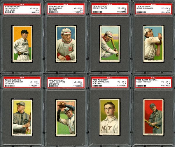 1909-11 T206 VG-EX+ PSA 4.5 LOT OF 40 DIFFERENT INCLUDING BAKER, MARQUARD, AND BECKLEY
