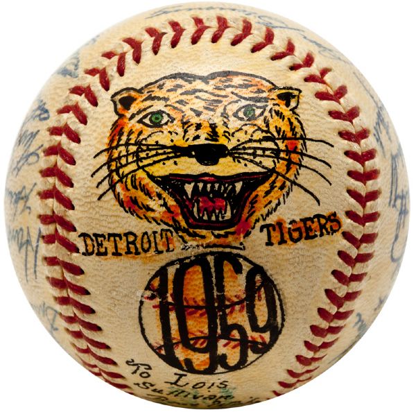 1959 DETROIT TIGERS GEORGE SOSNAK BASEBALL SIGNED BY 15