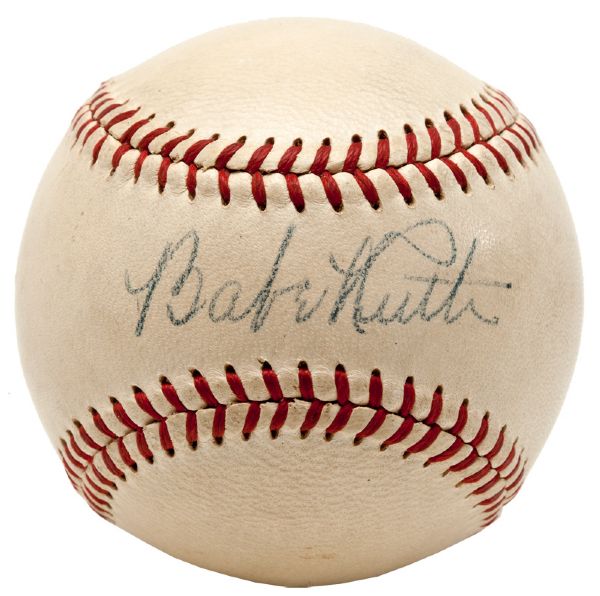 OUTSTANDING BABE RUTH SINGLE SIGNED OFFICIAL AMERICAN LEAGUE BASEBALL