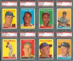 1958 TOPPS BASEBALL COMPLETE SET OF 494 WITH MOST KEY CARDS PSA GRADED