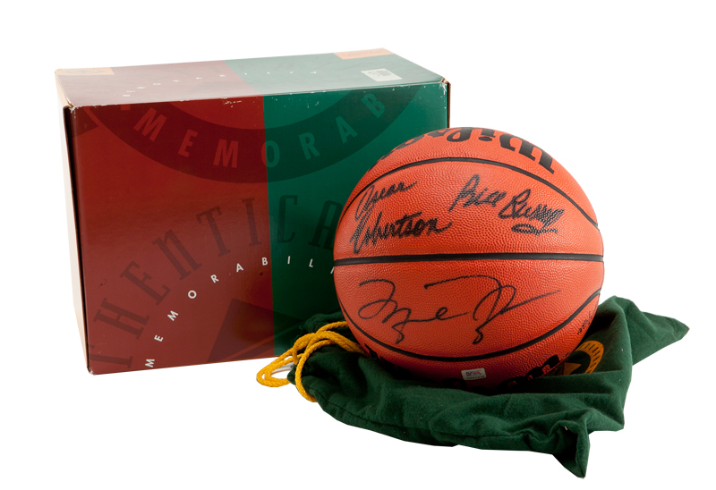 Michael Jordan, Larry Bird, Magic Johnson Autographed Basketball-Upper Deck