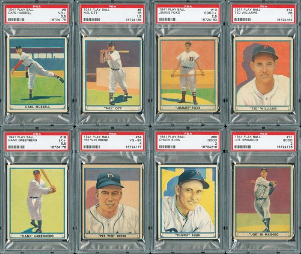 1941 PLAY BALL COMPLETE SET OF 72 (65 PSA GRADED)
