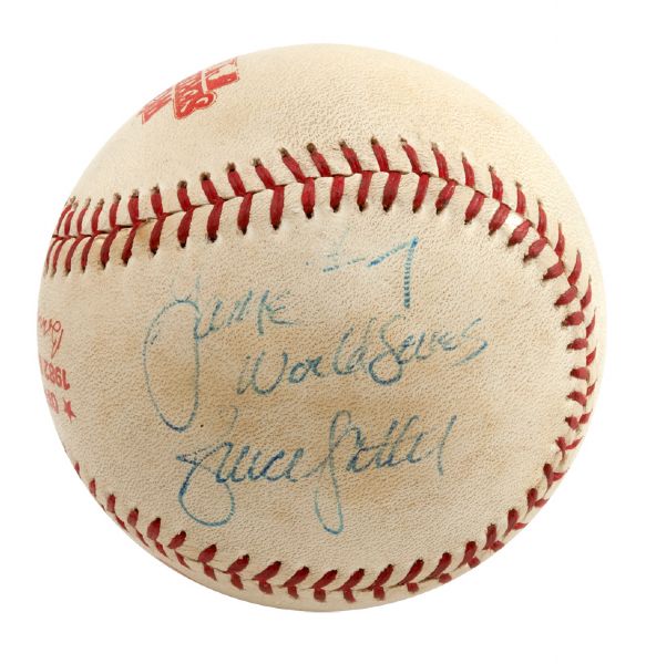 FINAL OUT BASEBALL USED IN GAME SEVEN OF THE 1982 WORLD SERIES - ST. LOUIS CARDINALS DEFEAT THE MILWAUKEE BREWERS