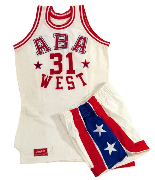 1974-75 SWEN NATER GAME WORN AND SIGNED ABA ALL STAR JERSEY W/ SHORTS