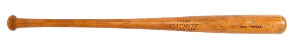 1938-39 JAKE POWELL PROFESSIONAL MODEL GAME USED BAT SIGNED BY THE 1938 YANKEES TEAM INCL. GEHRIG