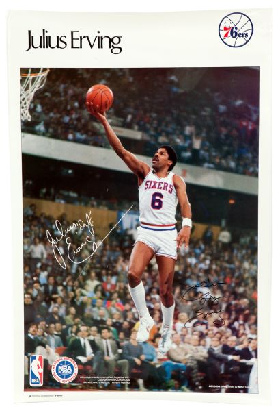 JULIUS "DR. J" ERVINGS PAIR OF AUTOGRAPHED SPORTS ILLUSTRATED POSTERS