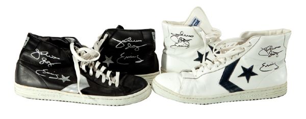 JULIUS "DR. J" ERVINGS TWO PAIRS OF AUTOGRAPHED CONVERSE PROFESSIONAL MODEL SNEAKERS