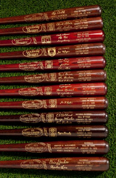 COMPLETE RUN OF BROWN HALL OF FAME INDUCTION BATS - 70 TOTAL
