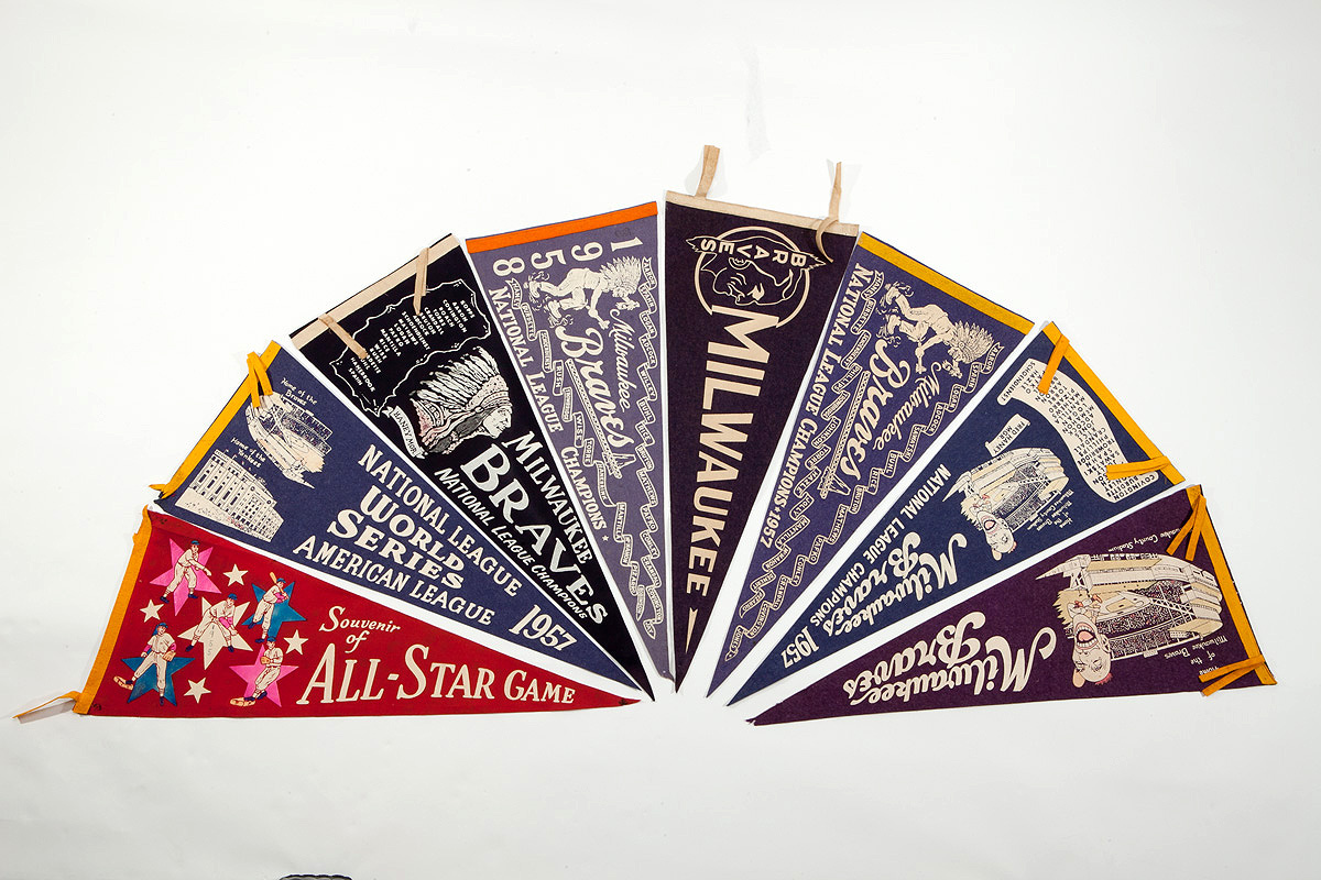 Lot Detail - LOT OF (7) 1950'S MILWAUKEE BRAVES PENNANTS PLUS 1955 ALL-STAR  GAME PENNANT