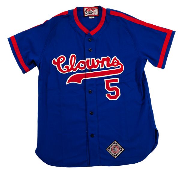 SCREEN WORN 1952 NEGRO LEAGUE INDIANAPOLIS CLOWNS REPLICA JERSEY WORN BY ACTOR PORTRAYING HANK AARON IN 1995 DOCUMENTARY "HANK AARON: CHASING THE DREAM"